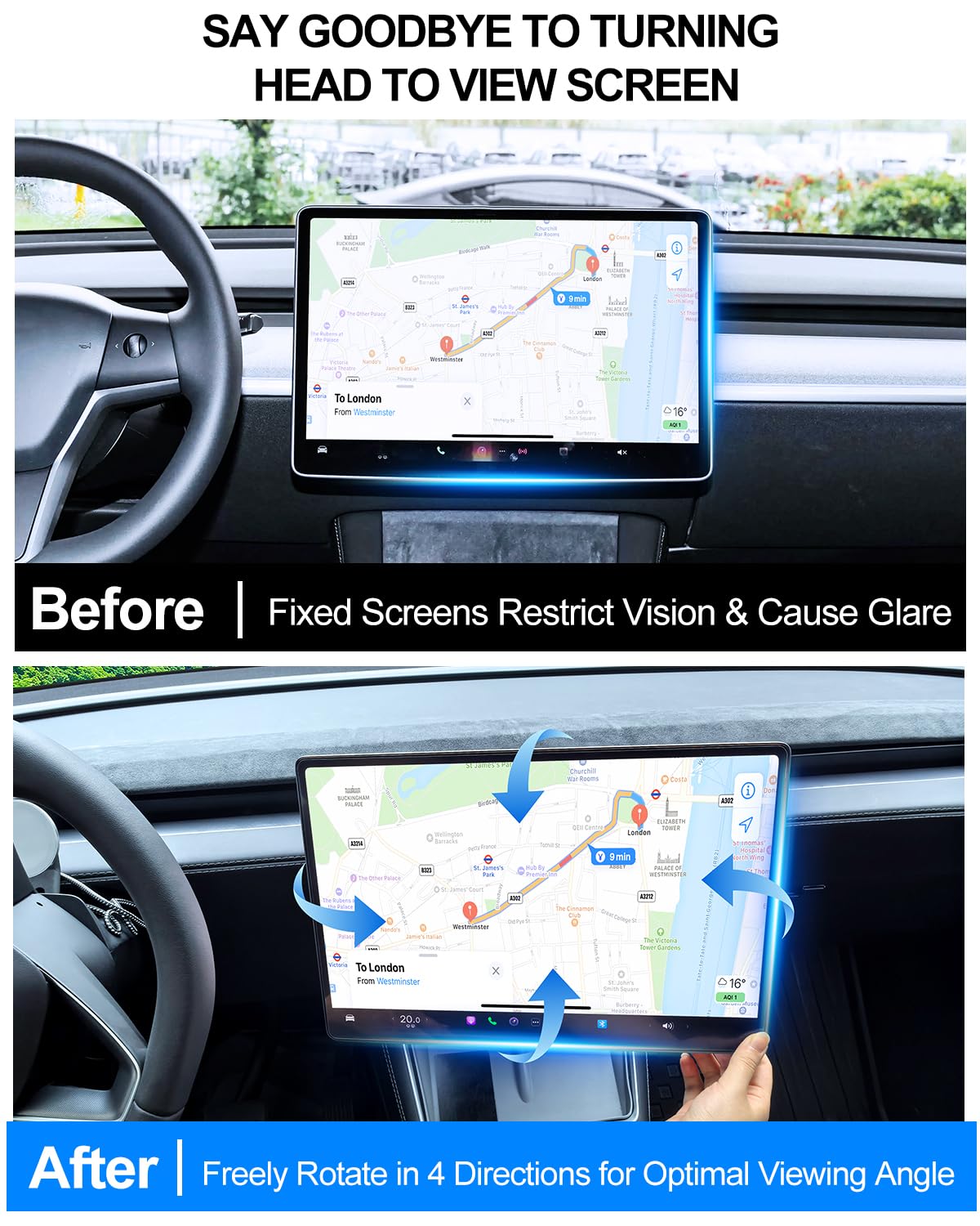 Support Pivotant pour Tesla Model Y Juniper et Model 3 Highland
