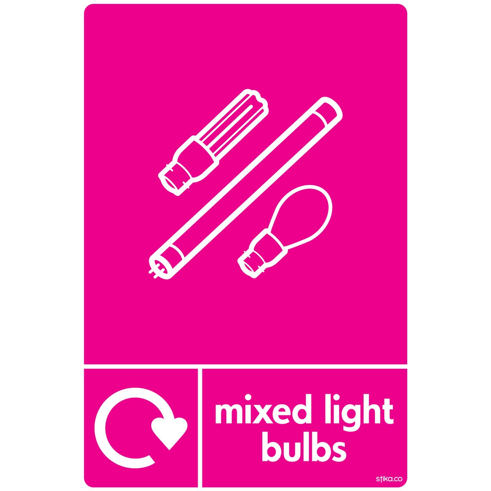 Stika.co Mixed Light Bulbs Pack Of 2 Wrap Recycling Sign A5 (210X148mm) - Self-Adhesive Vinyl Sticker - Recycle Now Symbol - Bs En Iso 7010 Compliant - Waste Separation Label