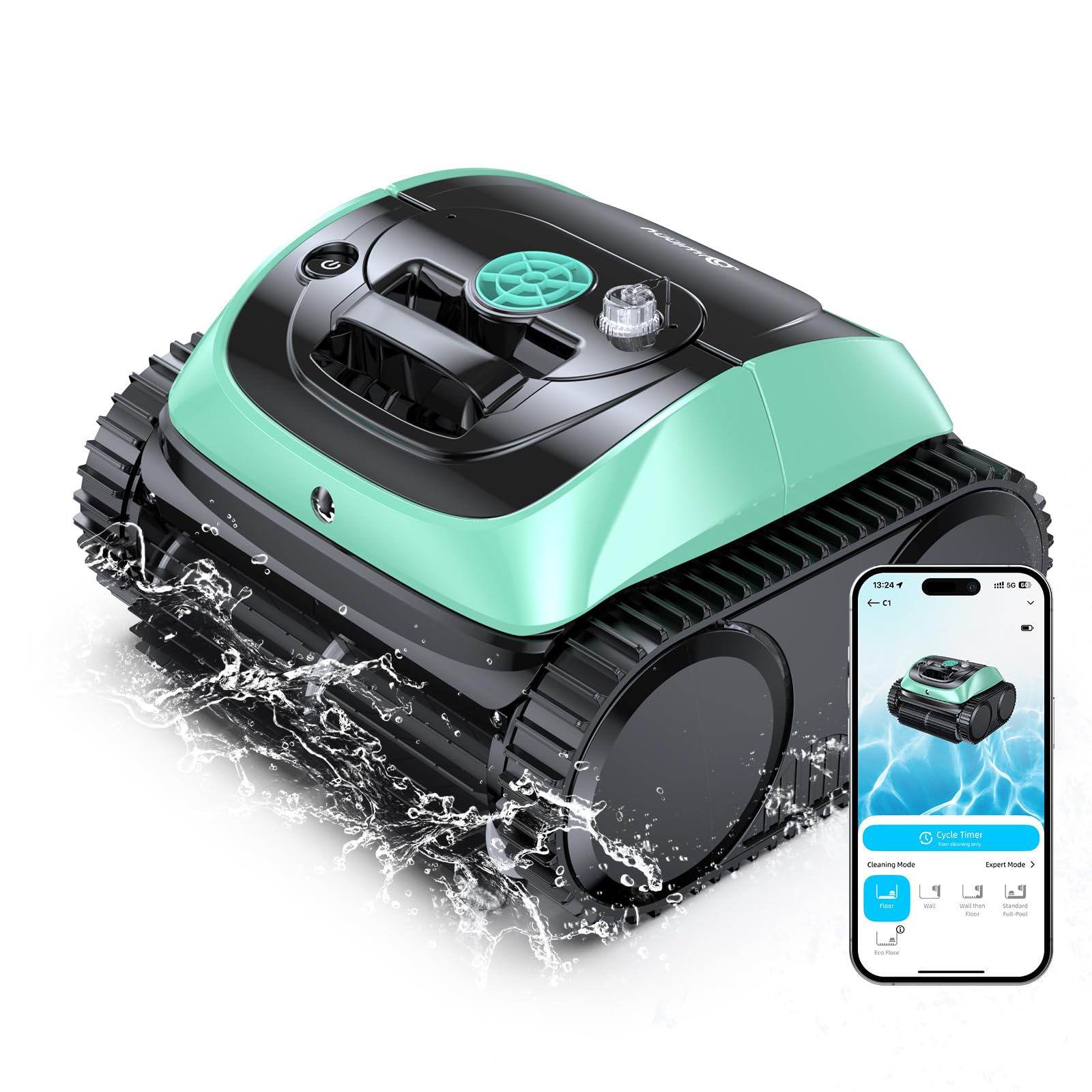 【2026 Upgrade】 C1 Cordless Robotic Pool Vacuum, Wall &amp; Waterline &amp; Platform Clean for Inground &amp; Above-Ground up to 1,614 Sq.ft, 150 Min Runtime, APP Control &amp; Smart Route