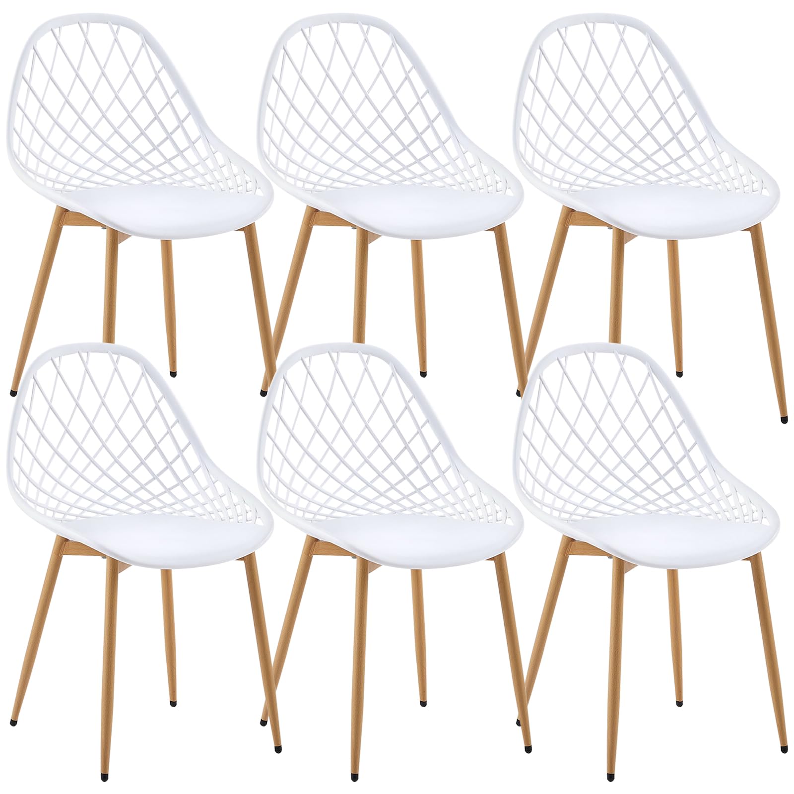 buybyroom chaises Salle Manger Lot de 6 Chaise scandinave avec Pieds en métal Chaise Salon Cuisine Confortable Chaise Salle a Manger  Blanc