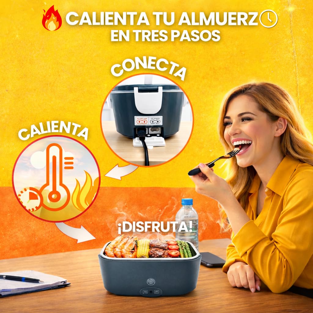 Scaldavivande elettrico portatile 80W 1,5 L, Lunch box, Porta Pranzo Termico - 12V/24V/220V - porta pranzo riscaldabile per auto, camion, ufficio o casa