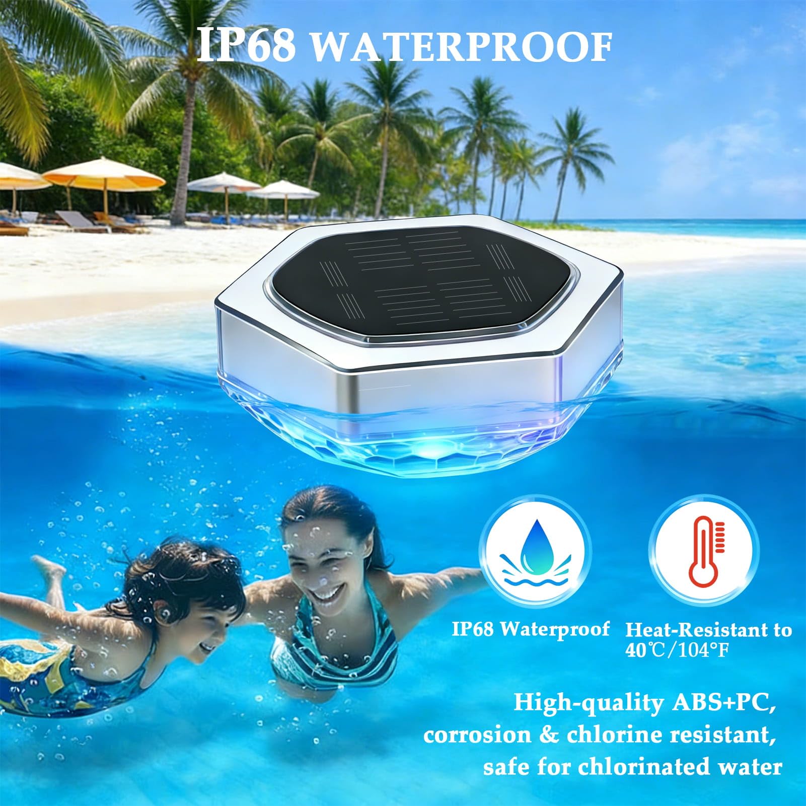 2 Stück Poolbeleuchtung Unterwasser Solar, IP68 Wasserdicht LED Pool Licht mit Fernbedienung, RGB, Timer, 3 Modi, Schwimmende Pool beleuchtung Lichter für Whirlpool Badewanne Spa Garten Balkon