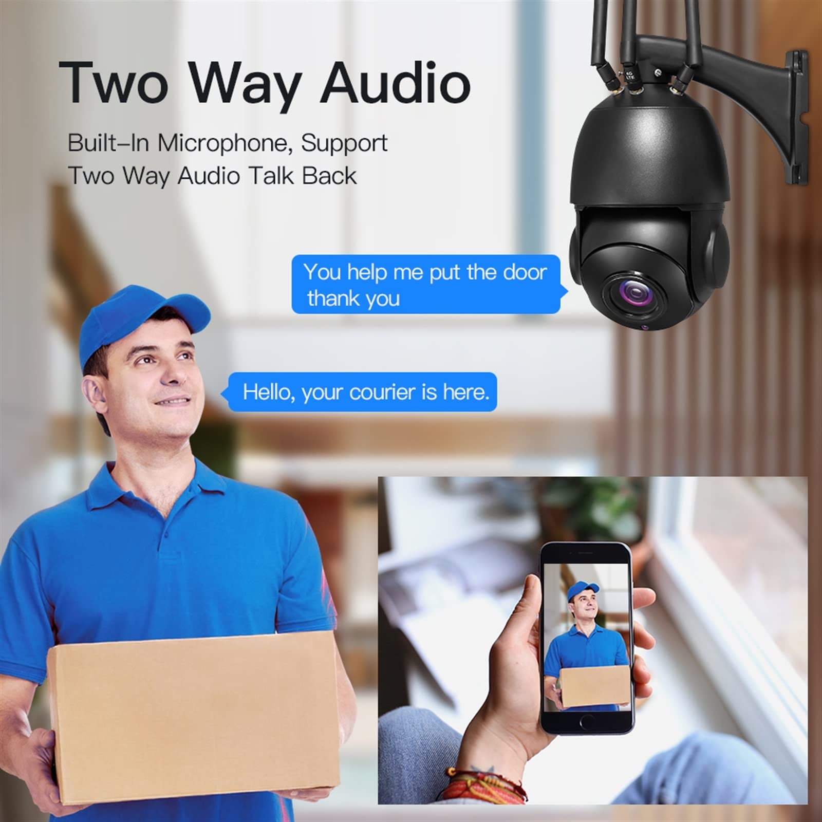 Kamera bezpieczeństwa, Kamera 4G 1080P HD 30X Zoom optyczny Domowa kamera IP 80M IR Night Vision Śledzenie człowieka IP66 Wodoodporny(4G 32G)