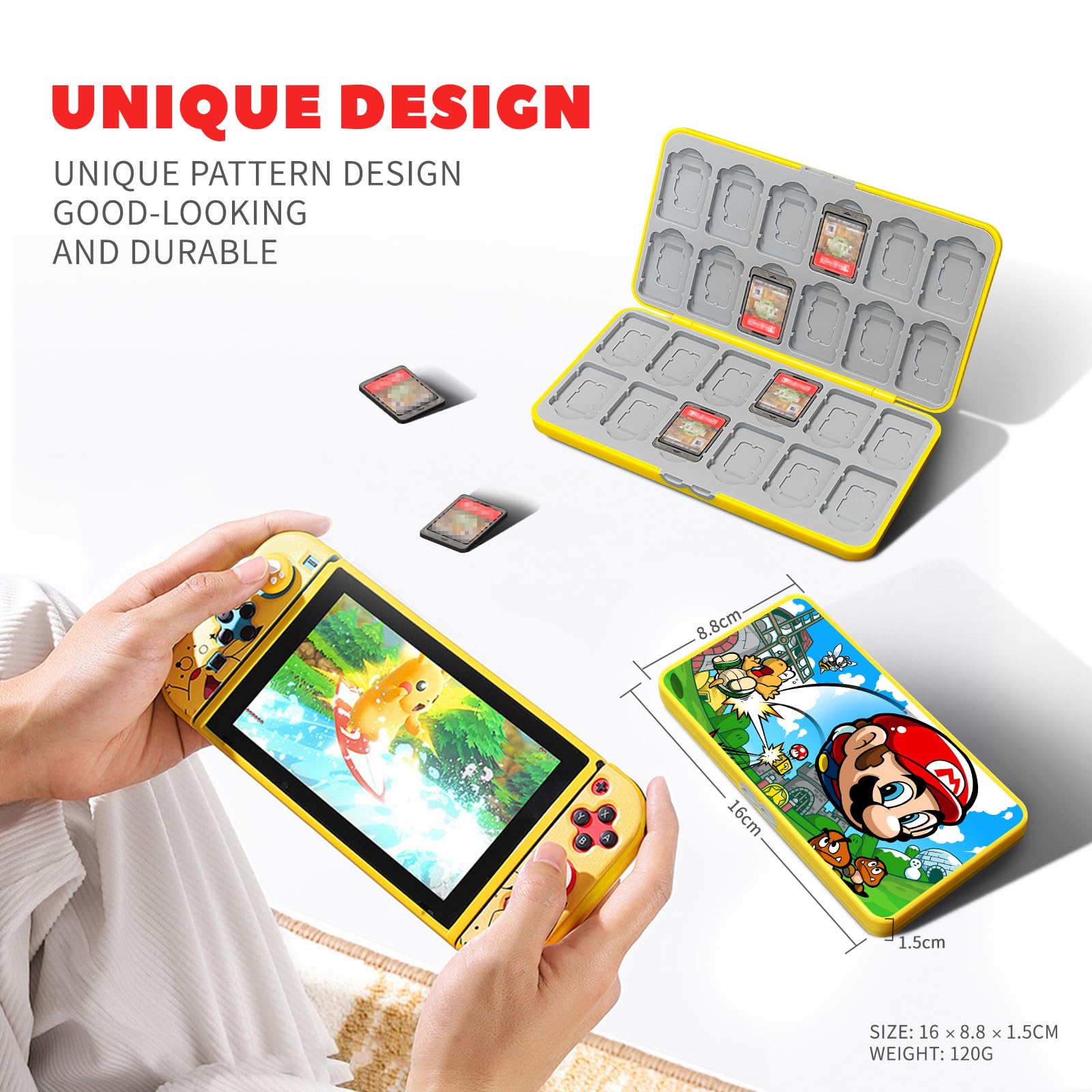 doepeBAE Custodia per Schede di Gioco, Custodie Giochi Switch, Switch Game Card Case, Scatola per Carte con Fodera in Silicone, Con 24 Slot per Cartucce di Gioco e 24 Slot per Schede SD (24B)