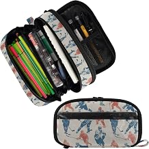 Wfrish Large Capacity Pencil Case, Ice Hockey Players 2 Waterproof Pencil Pouch with Zipper for School Supplies, College, Office, Travel, Durable Stationery Organizer Bag for Students Adults