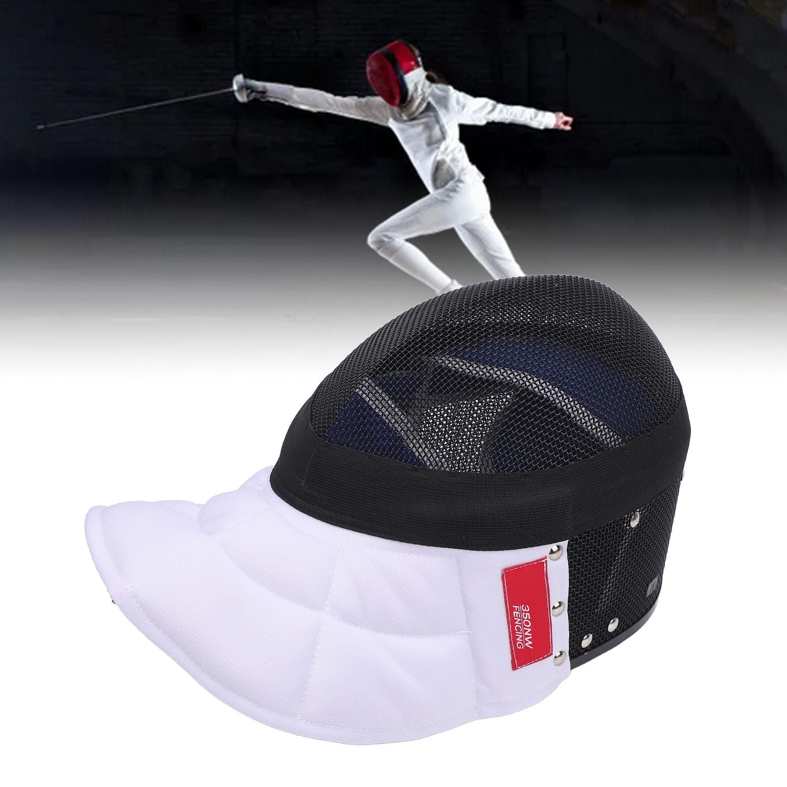 Fechten Epee MASK Helm CE 350N Masque Zaunschützer, Kohlenstoffstahl -Mesh STAB -Proof Atmungsabstimmung Gesichtsabdeckung Schutzgetriebe mit Stoffauskleidung