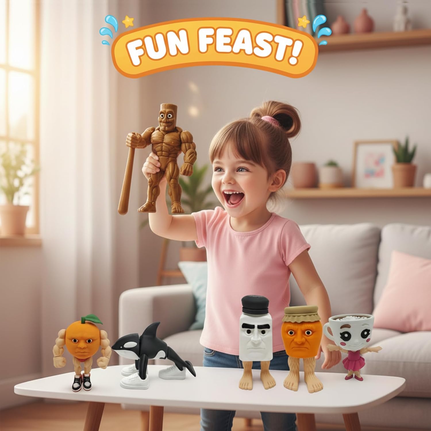 Brainrot Toys,Large Poseable Original Italian Brainrot Toys,Tung Tung Tung Sahur Desk Decor,Steal a Brainrot Toys, Collecting & Parent‑Child Playtime Gifts（Tung Tung&Orcalero Orcala）