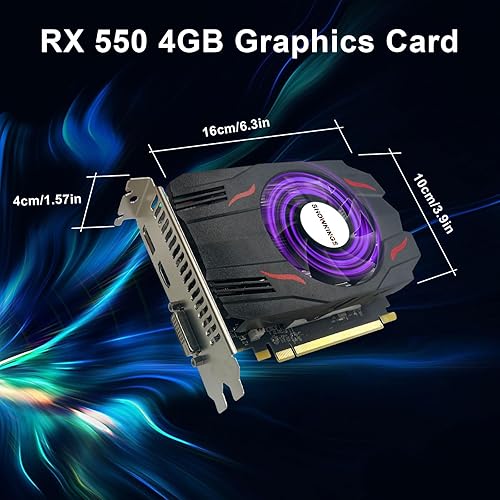Miniatura 6 de SHOWKINGS Tarjeta gráfica AMD Radeon RX 550 de 4 GB, tarjeta de video GDDR5 de 256 bits para juegos de PC, PCIE 3.0 DirectX 12 tarjetas gráficas de