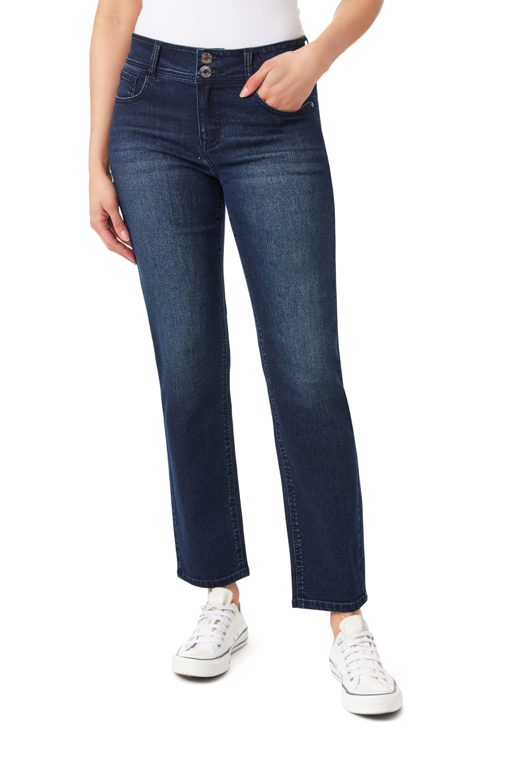 Angels Forever Young Women's Curvy Straight Mid-Rise Jeans
