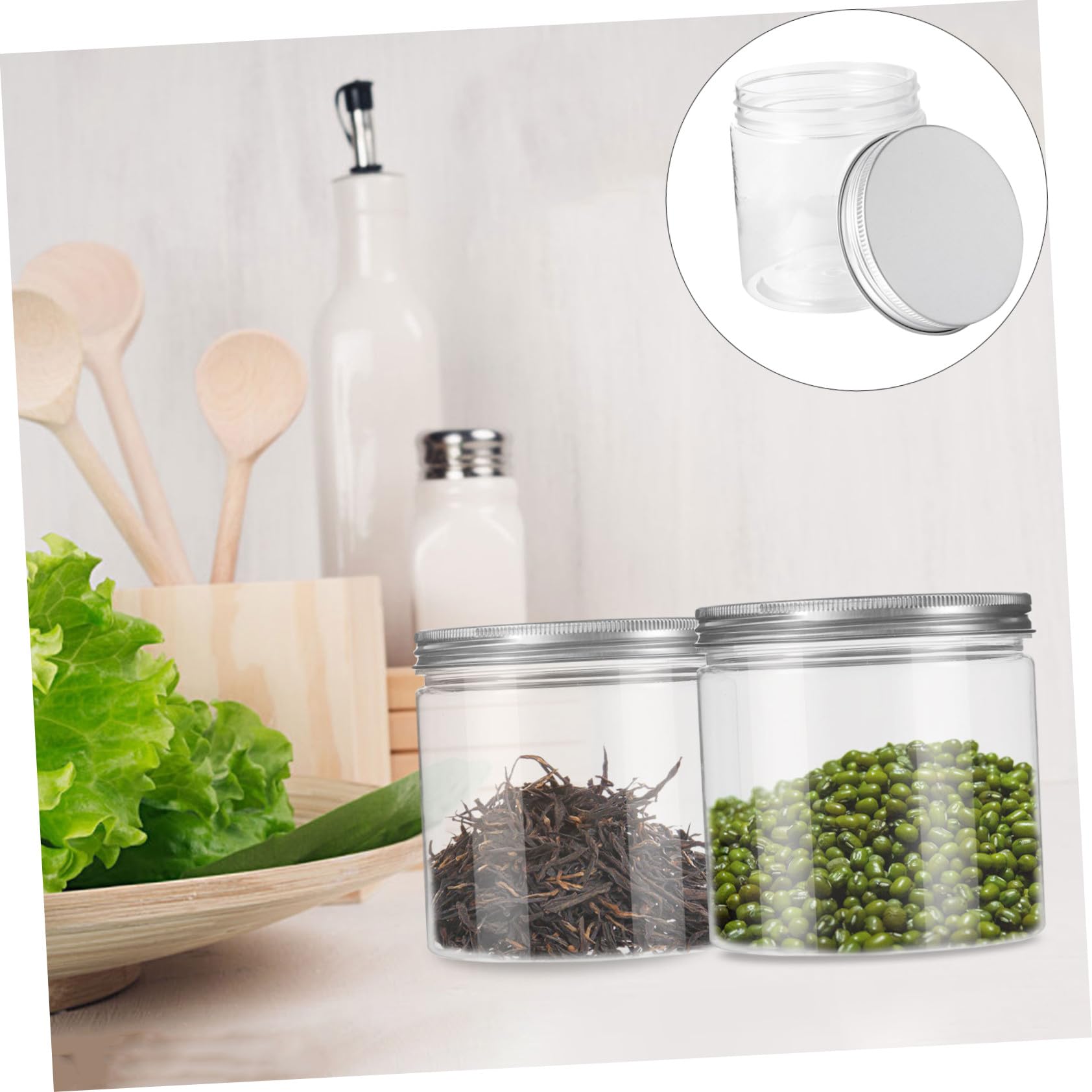 Gatuida 12piezas Frascos de Plástico para Almacenar Transparente Tapa de Aluminio Organizadores de Cocina Recipientes para Refrigerios Contenedor para Alimentos de Cocina
