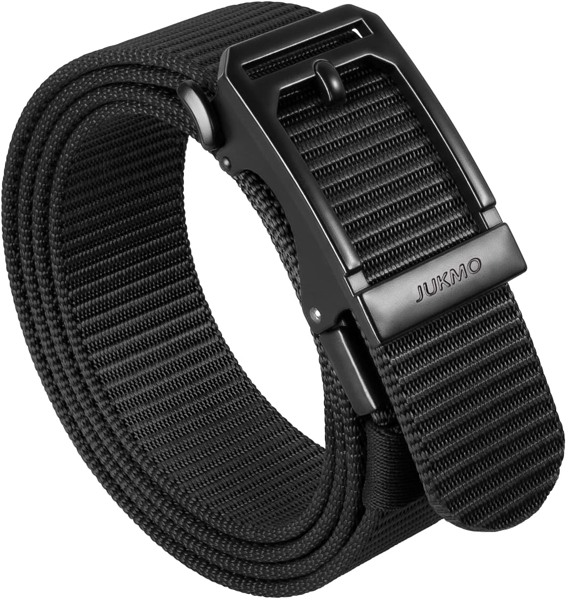 JUKMO Men's Ratchet Tactical Belt, 1.5" Nylon Web Work Belt with Automatic Slide Buckle, Adjustable Trim to Fit