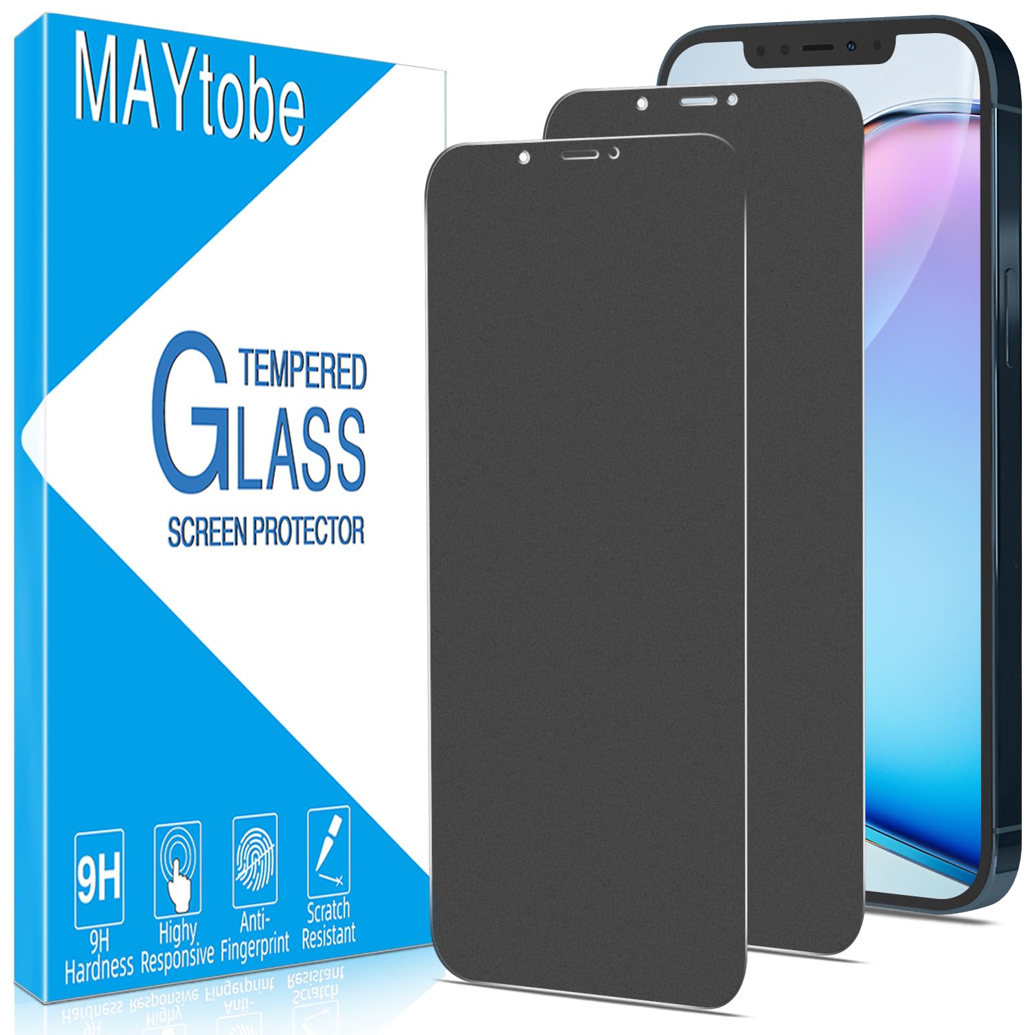 MAYtobe 2 Pezzi Pellicola Vetro Temperato Per IPhone 14 Pro | Opaca HD Anti-impronte | Durezza 9H E Antiriflesso