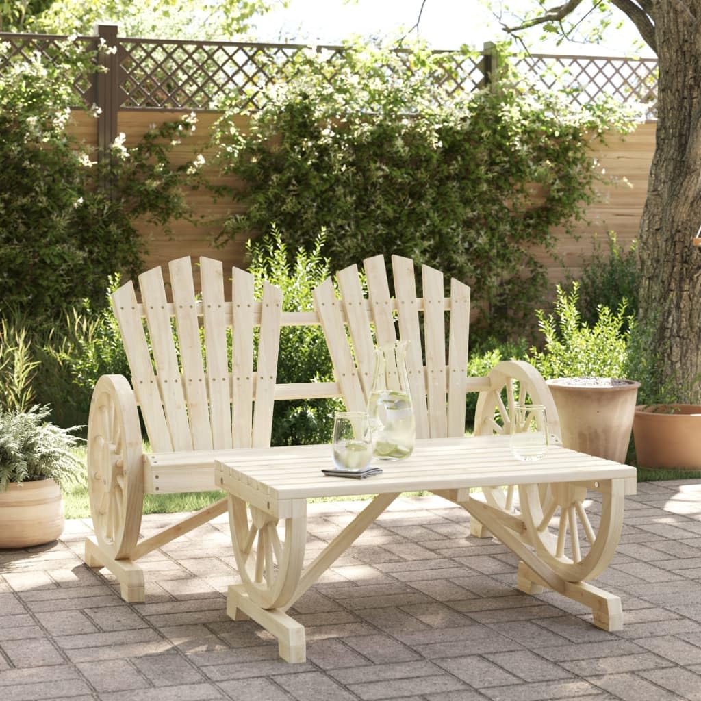 Salon de Jardin en Bois Sapin Massif Solivagant Stable et Robuste 26.1KG