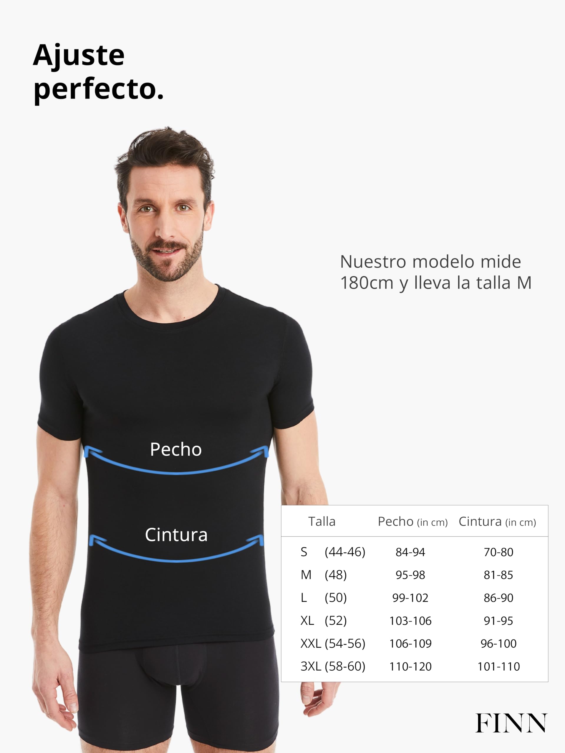 FINN Camiseta Interior Business para Hombres de Manga Corta con Cuello Redondo - Camiseta Interior de Tejido Original Lenzing® Modal - el T-Shirt Debajo de Camisas y Trajes