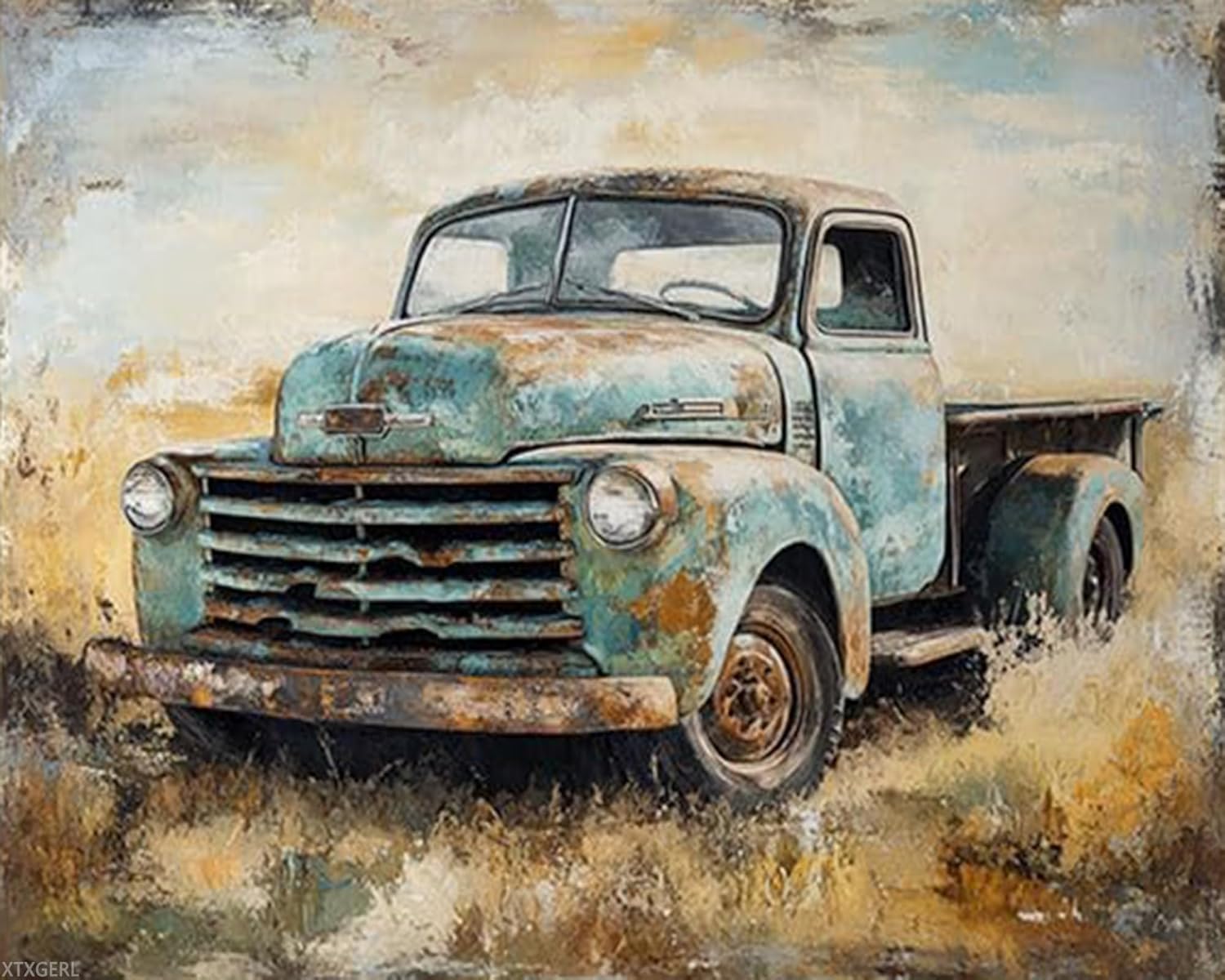 XTXGERL Vintage Car Paint by Numbers for Adults DIY Paint by Numbers Acrylic Painting Canvas Classic Cars Trucks Painting Kits Art 16" W x 20" L (Without Frame)