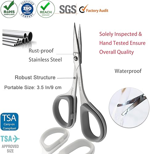 Miniatura 13 de PAFASON Juego de tijeras de manicura de cutícula de uñas curvadas y rectas de acero inoxidable, multiusos, herramienta de aseo de belleza para uñas