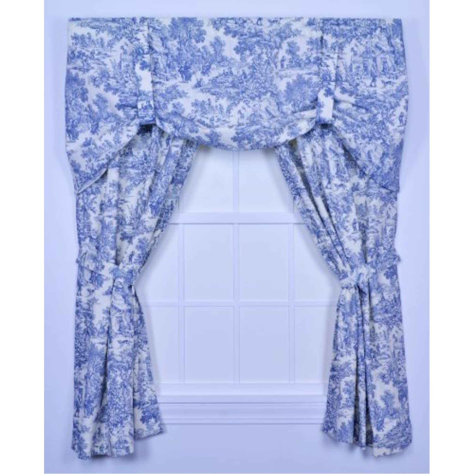 Ellis Curtain Victoria Park Toile Paire de Panneaux sur Mesure avec embrasses Bleu 172 x 183 cm