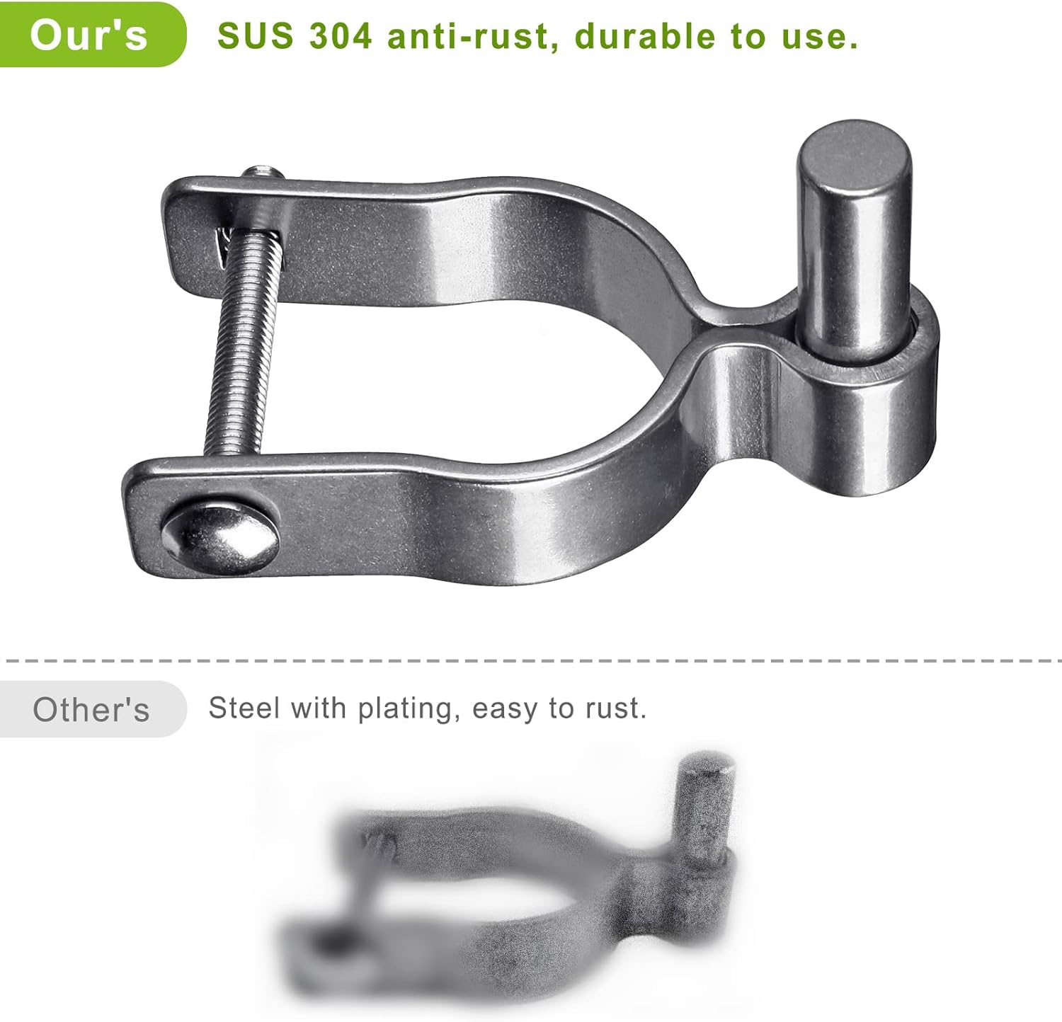 Insaga 304 Stainless Steel Chain Link Fence Parts (2 Pack) - Male Post Hinges for Outer Diameter 2-3/8" Fence, Farm Gates with 5/8" Pintle, Rust-Resistant Outdoor, Bolts/Nuts Included