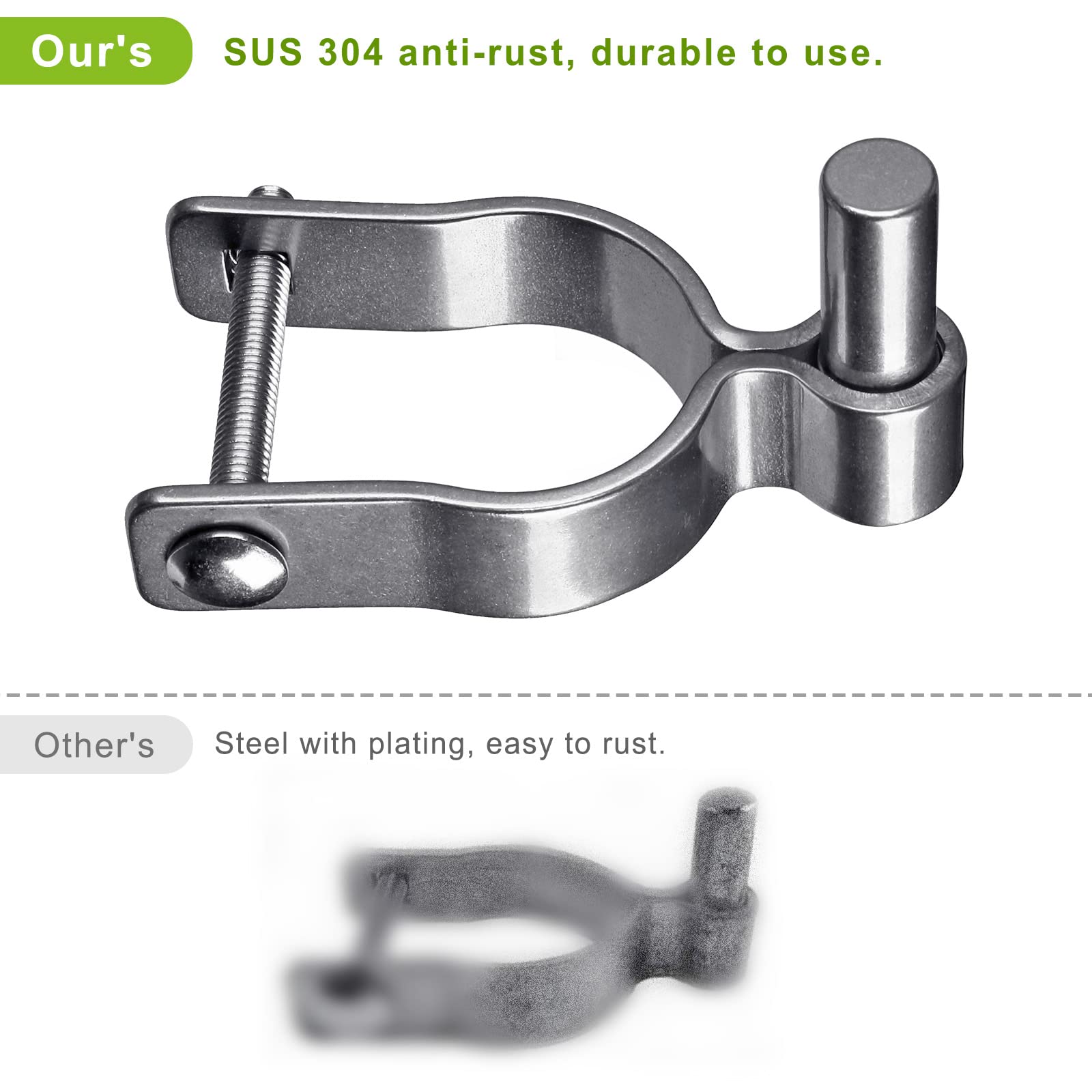 Insaga Bisagra de puerta de acero inoxidable 304, bisagras de puerta resistentes, bisagras de puerta macho de 1-5/8 pulgadas para postes de diámetro exterior de 1-5/8 pulgadas, 2 unidades