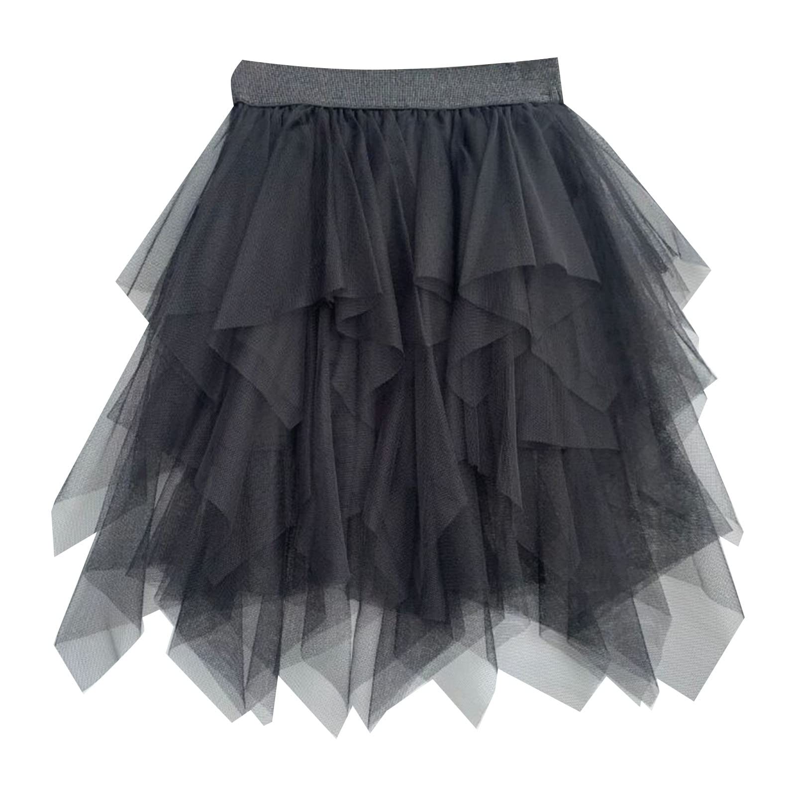 Little Girl Tutu Skirt Baby Toddler Girl Layered Irregular Tulle Skirt Princess Skirts Dress Casual (Black, 5-6 Years)