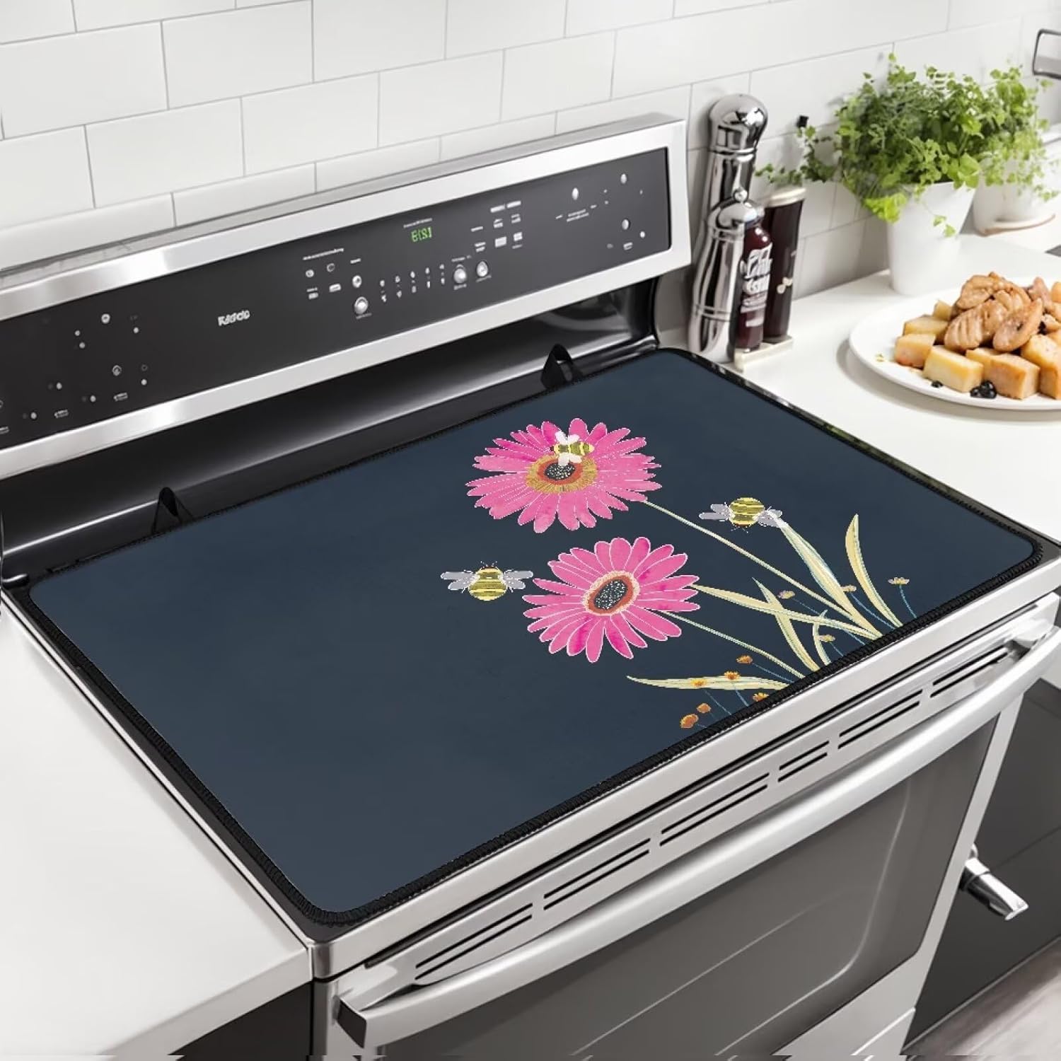 Easter Style Pattern Print Stove Guards for Electric Stove, Rubber Stove Top Mat, Insulated, Waterproof, Anti-Slip, Scratch-Resistant and Easy to Clean Induction Cooktop Cover (29"x21")