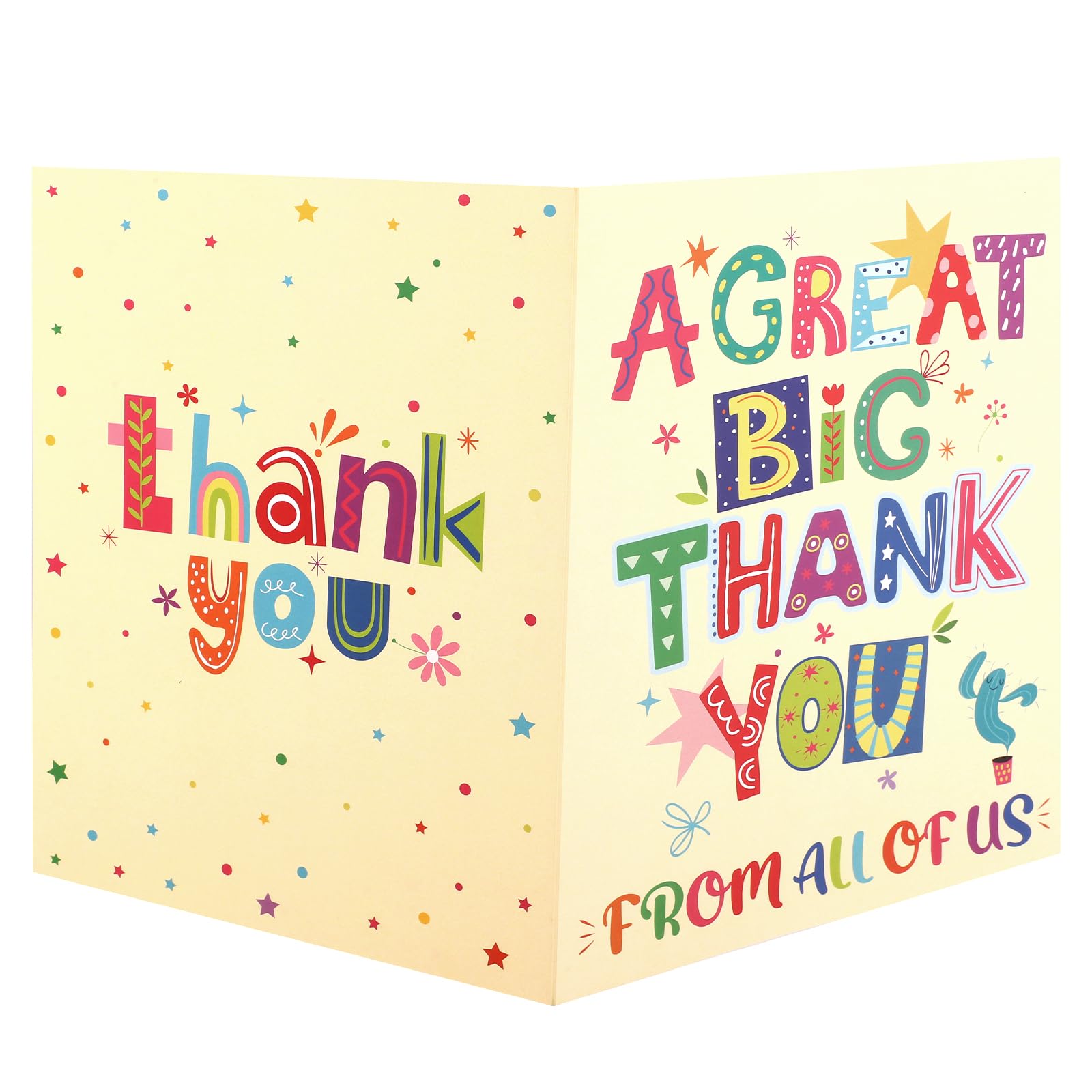 Large Thank You Card, 40x27cm/15.7x10.6in Funny Jumbo Big Appreciation Greeting Leaving Retirement Card with Envelope Suitable for Teacher Boss Coworker Friend (Light Yellow)