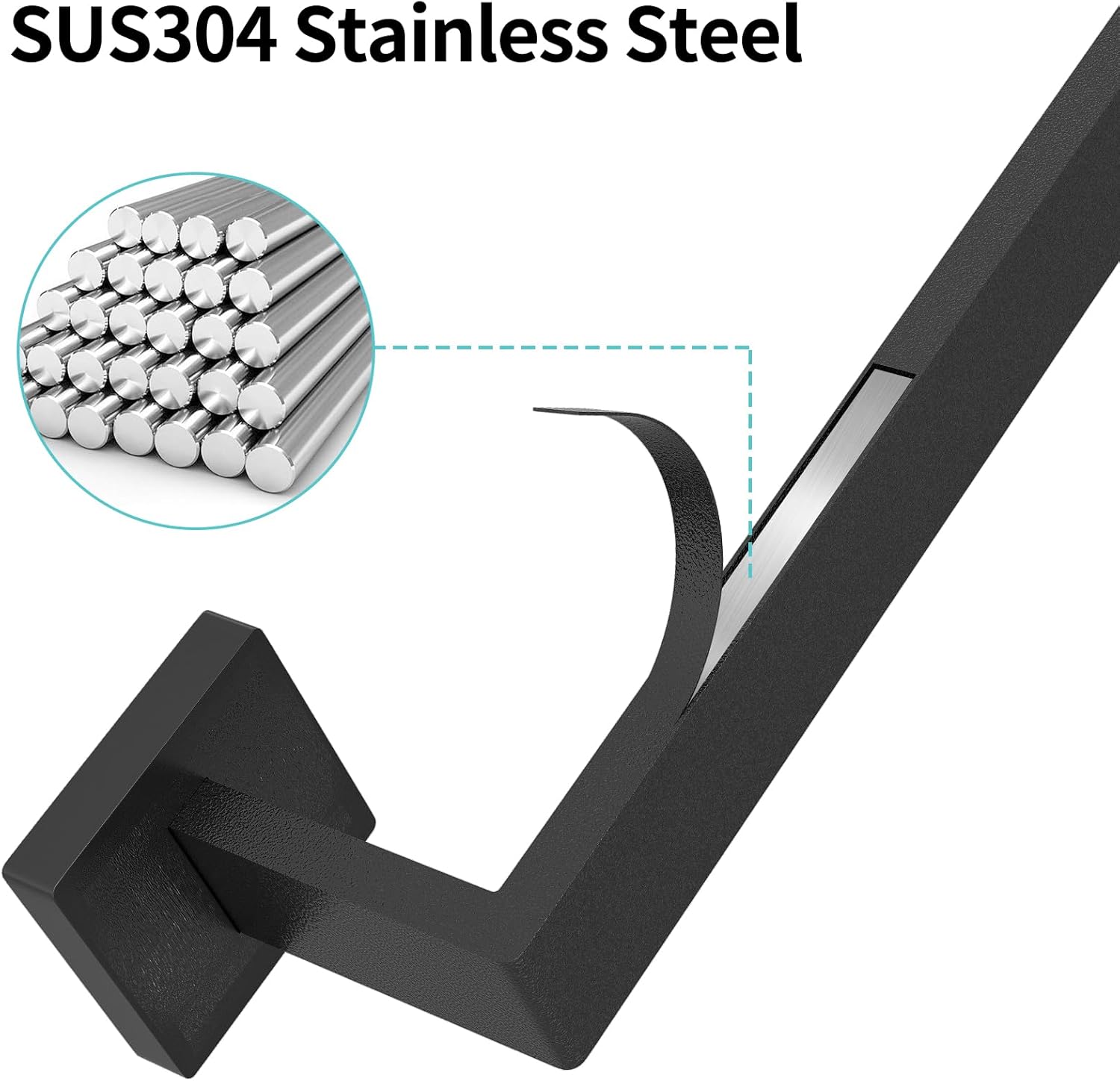 Bathroom Towel Bar,24 Inch Towel Racks for Bathroom Wall Mounted,Stainless Steel Towel Rail Hanger for Wall,Matte Black Towel Holder for Wall, Kitchen(2 Pack)