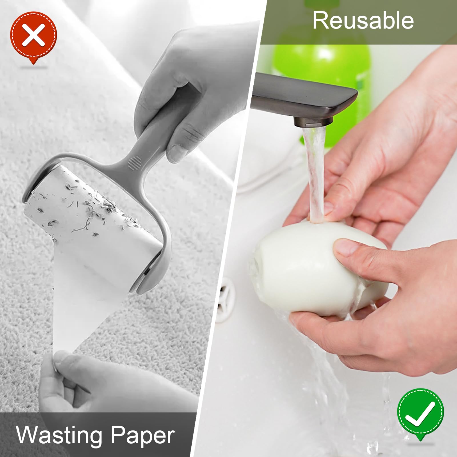 Rullo Per Pelucchi Riutilizzabile Lavabile 2025 – Mini Roller Portatile Per Peli Animali, Divani E Vestiti, Verde + Bianco