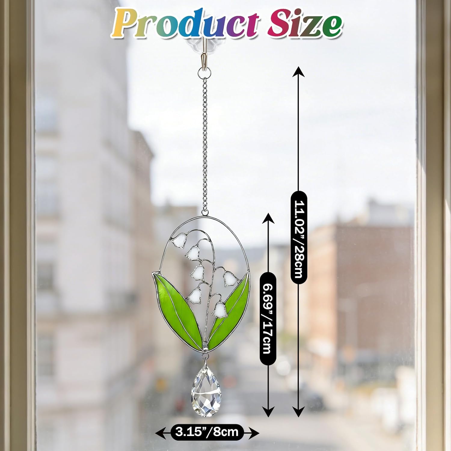 Lily of The Valley Stained Glass Sun Catcher, Real Handmade Stained Glass Suncatcher for Indoor Window Hanging, Floral Window Decor, Plant Lover Gifts for Women, Home Decor Sun Catchers,6.7in