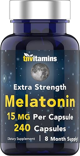 Miniatura 1 de Melatonina de 15 mg por cápsula (240 cápsulas) | Pastillas para dormir totalmente naturales para adultos | Melatonina extra fuerte | Ayuda para