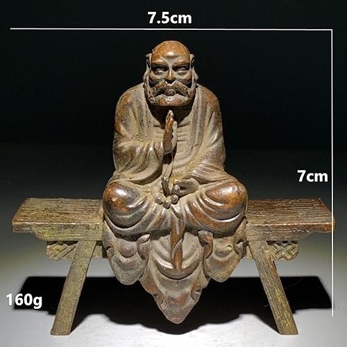 Miniatura 7 de Estatua de Buda Patriarca Bodhidharma de latón de 3.0 in, sala budista retro, banco consagrado, artesanía de Buda, decoración del hogar, colección
