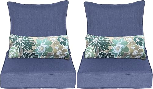 Aoodor Juego de cojines para sillas de asiento profundo de 22 x 24 pulgadas, funda de tela olefina y espuma de esponja, rayas marrones (juego de 2