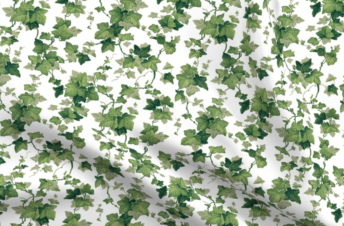 Spoonflower Fabric - Ivy Leaves,Botanical,English Ivy,Vines,Greenery Printed on Organic Cotton Sateen Fabric by The Yard - Sewing Quilting Apparel Home Decor