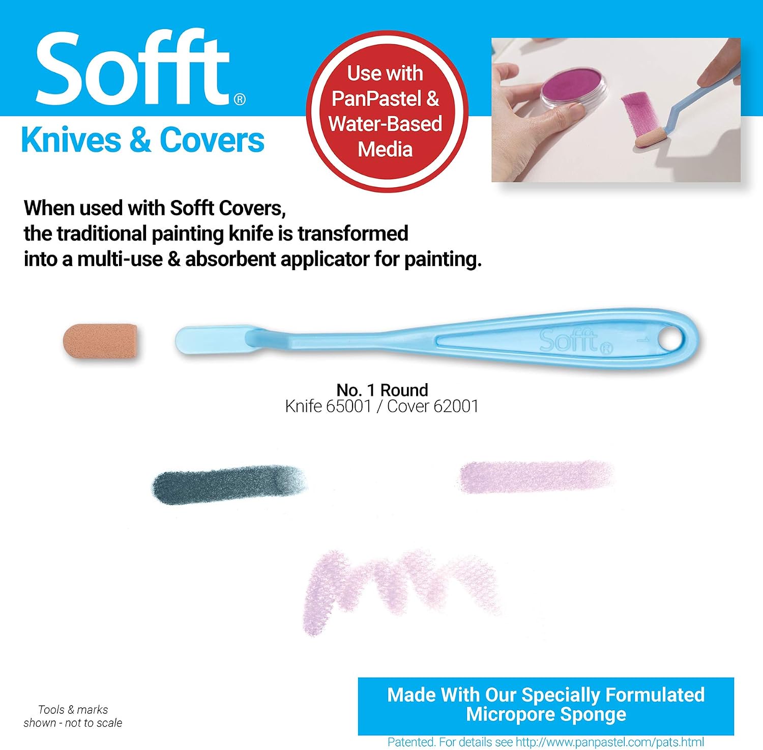 Sofft Artist Tools by GOLDEN, Sofft Knife & 5 Covers - Round (No. 1), Professional Artist Pastels