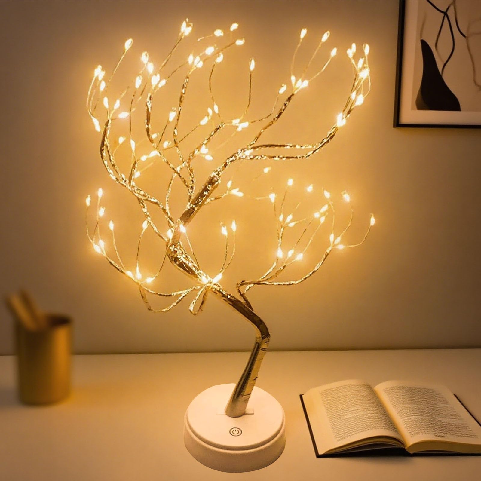 XVZ LED Tree Light, 108 LED Indoor Mood Light USB Cable or Battery Operated 2 Light Modes Christmas Tree Lighting for Living Room, Office, Dining Room Decoration (Warm White)