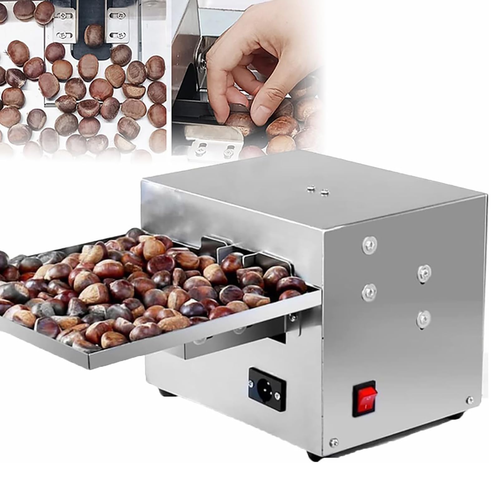 Máquina automática de galletas de castaño, abridor eléctrico de castaño de 60 W, alta capacidad de 30 a 50 kg/h, fácil operación, adecuada para varios tamaños de castaña
