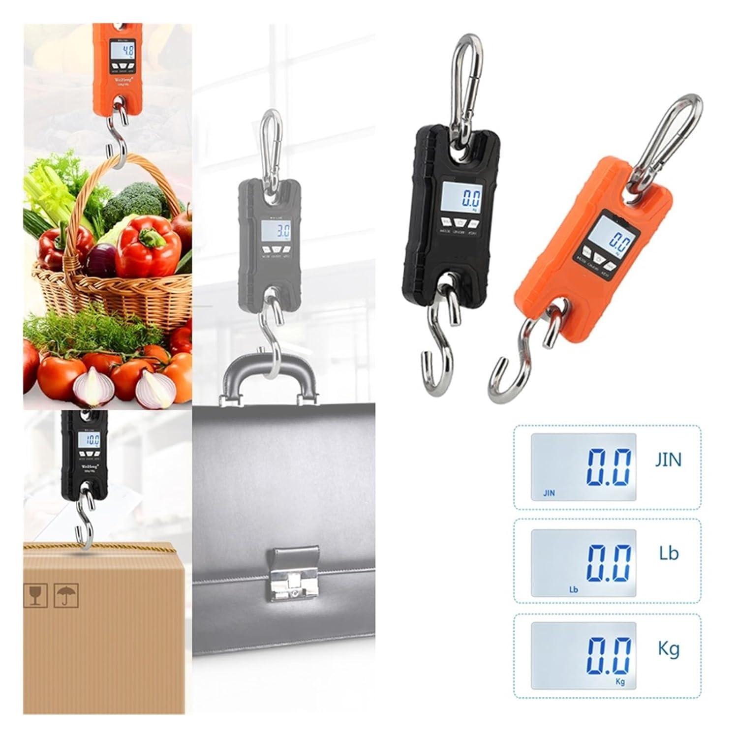 Crane Scale, 500kg/100g Crane Scale 0.2kg-500kg Industrial Heavy Duty Hanging LCD Digital Electronic with Stainless Steel Hook,Convenient Operation