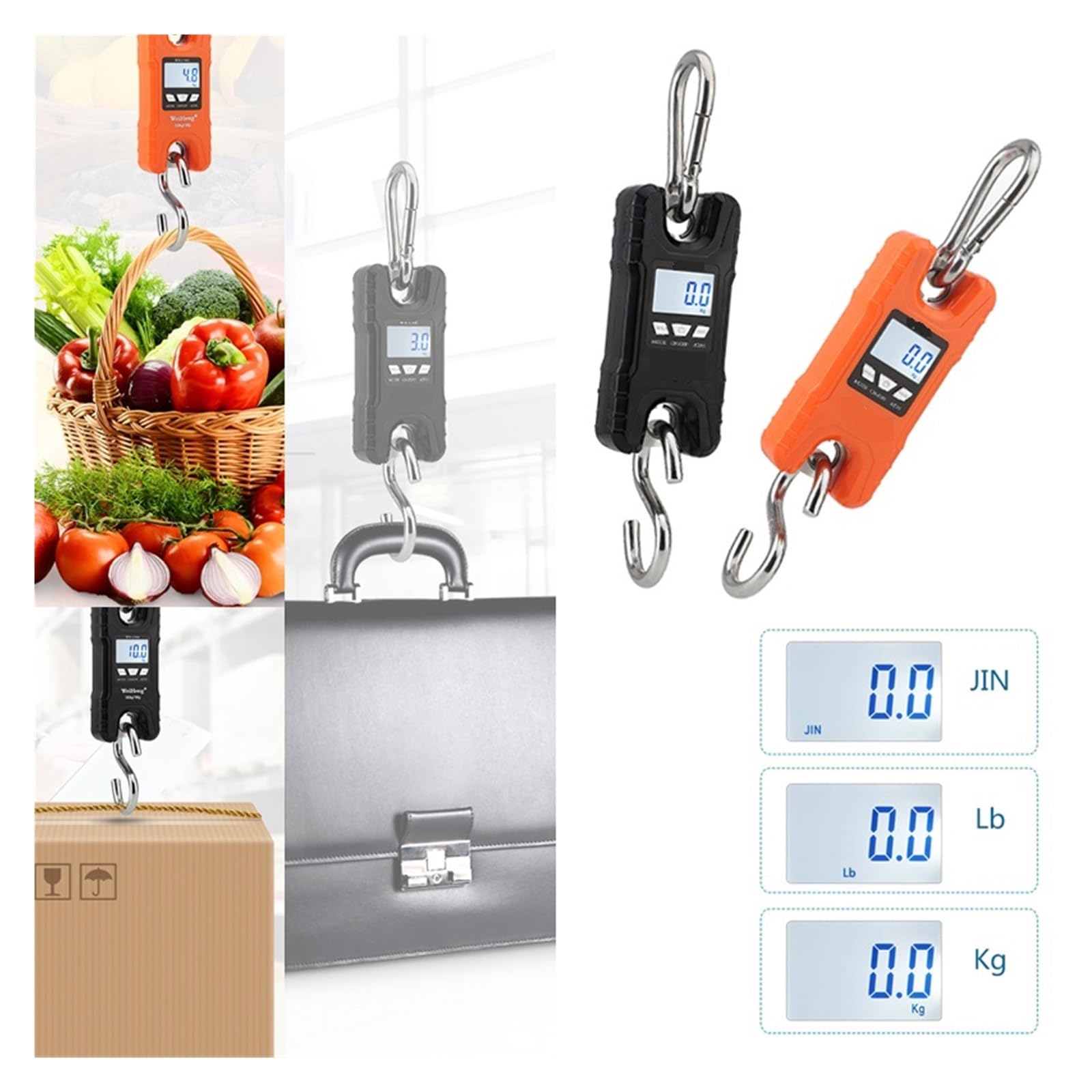 Báscula de grúa industrial de servicio pesado Báscula de grúa de 500kg/100g, báscula colgante Industrial de alta resistencia de 0,2 kg-500kg, báscula electrónica Digital LCD con gancho de acero inoxid