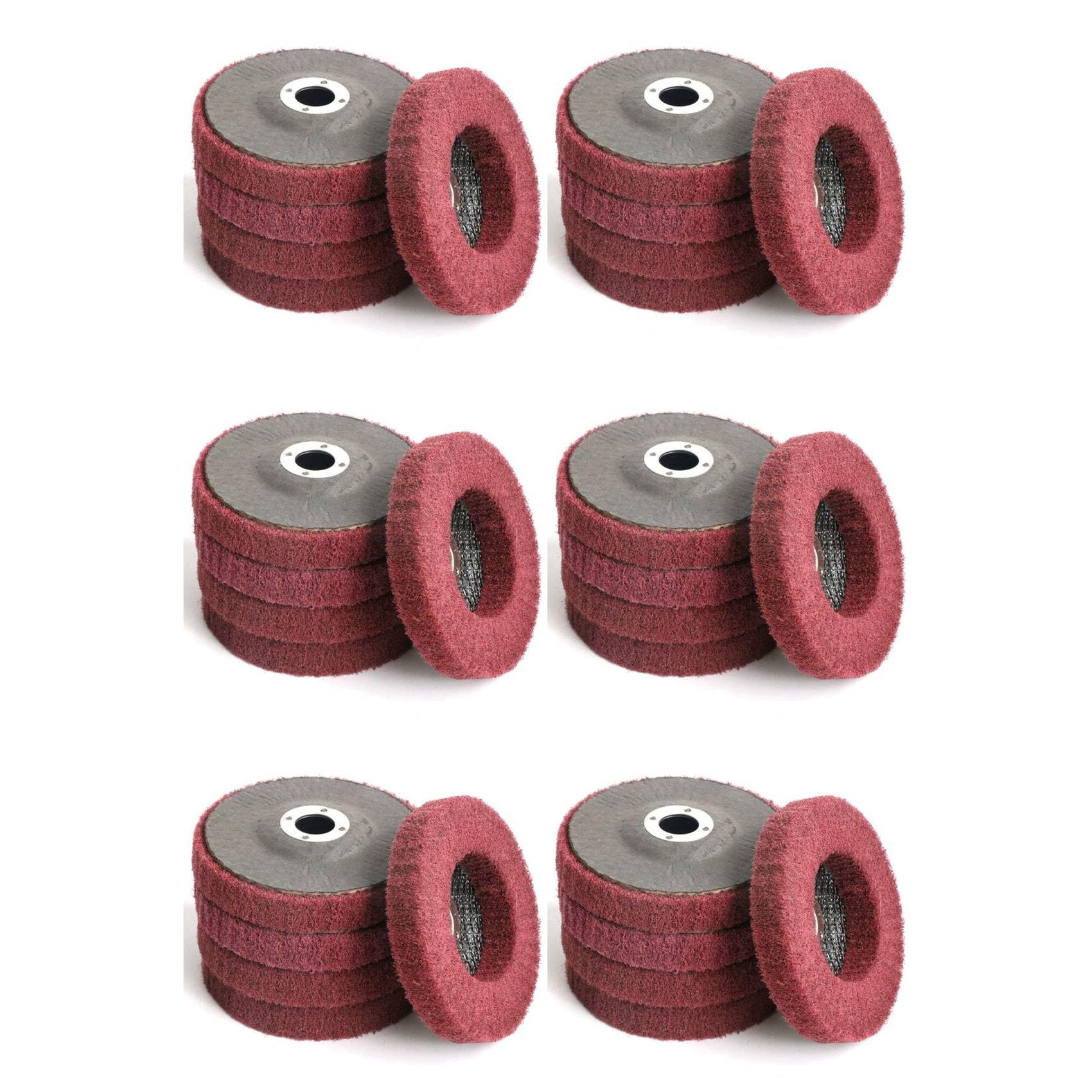 Jnchdghwa Red 30Pcs 4 Inch Nylon Fiber Flap Disc Polishing Grinding Wheel,Scouring Pad Buffing Wheel For Angle Grinder