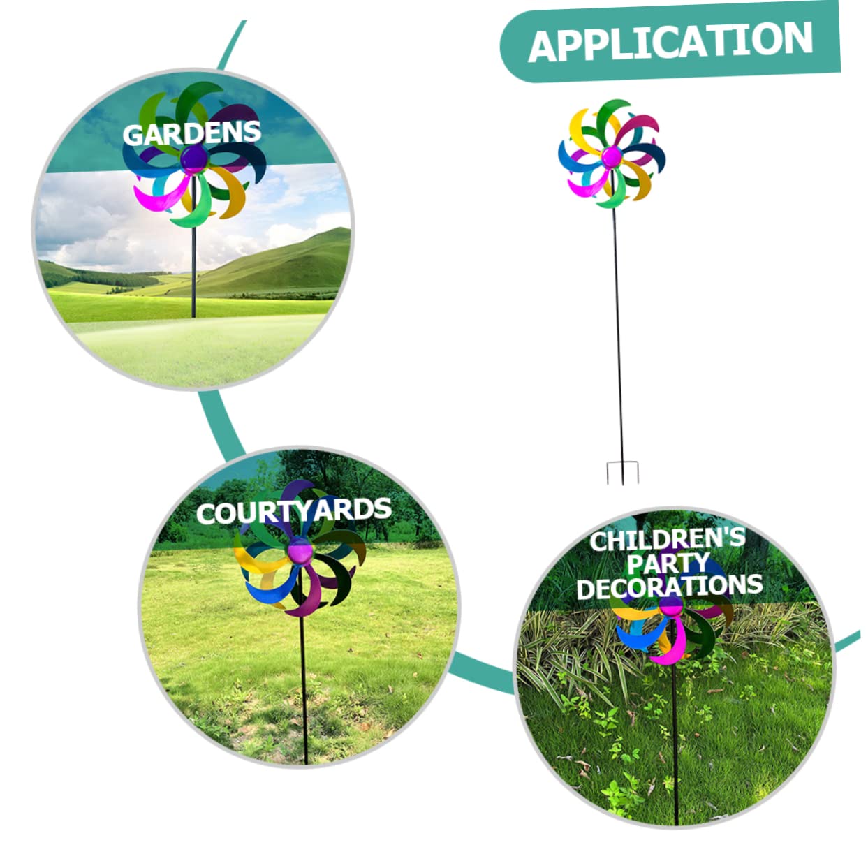 BESPORTBLE Buntes Windrad Für Junge Mädchen Regenbogen-windmühle Garten-dekor Aus Robustem Eisenmaterial Farbenfroher Spinner Für Terrasse Und Party Einfache Windanwendung