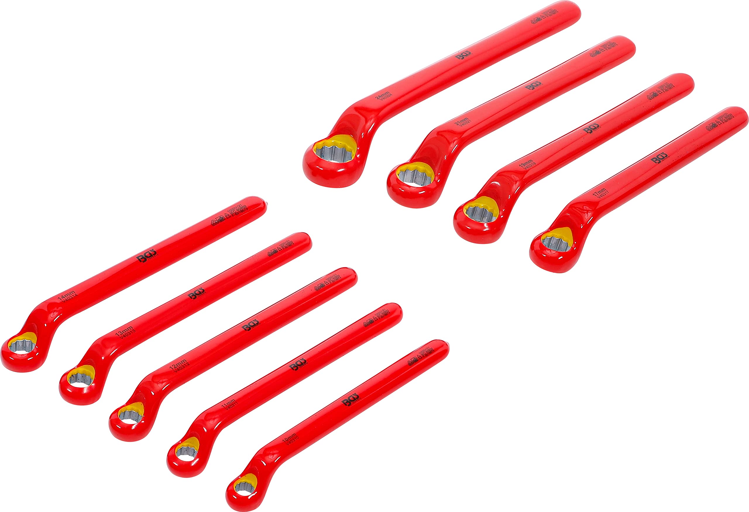 BGS 72035 | Juego de llaves combinadas VDE | largas acodadas | 10 - 24 mm | 9 piezas