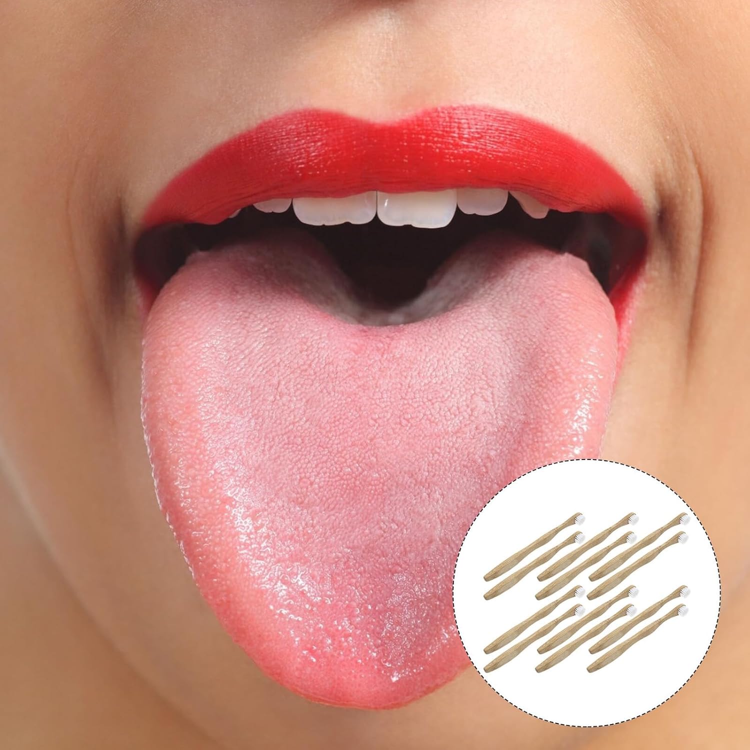 GALPADA 12pcs Tongue Cleaner with White Soft Bristles Biodegradable Tongue Scrapers for Oral Care Fresh Breath Reusable Coating Brush for Adults