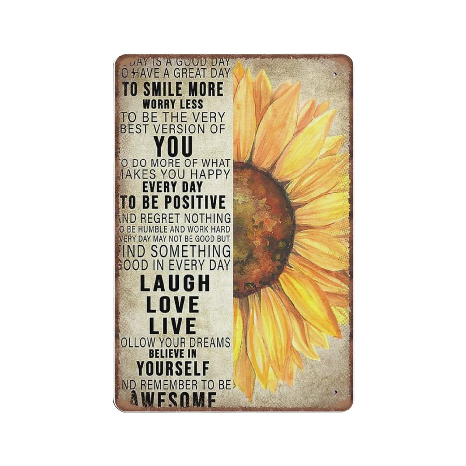 rayprint Sunflower Today Is A Good Day to Have Great Day Tin Signs Inspirational Quote Retro Tin Signs for Street Garage Cafe Bar Farm Wall Bathroom Decoration Metal Tin Sign, 20X30cm