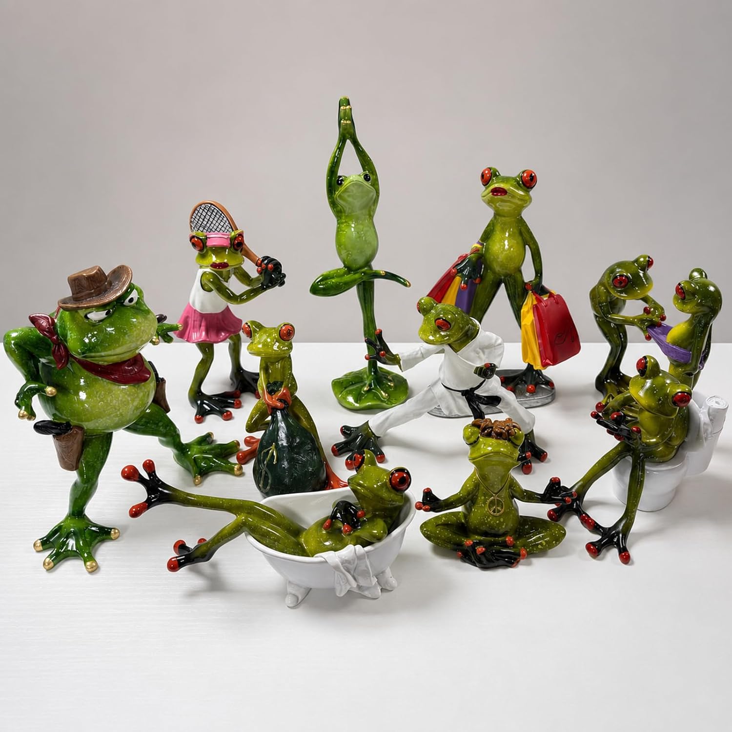 Funny Frogs Figurine, Whimsical Couple Frog Decor for Desk A03-1 image 4