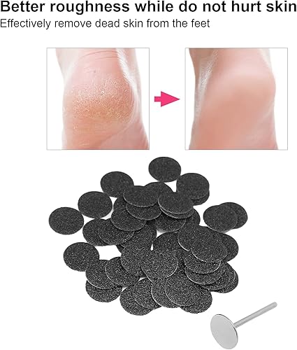 Miniatura 4 de 50 piezas de papel de lija eléctrico para eliminar callos, discos de pedicura, accesorio de repuesto con eje, discos de papel de lija de repuesto,