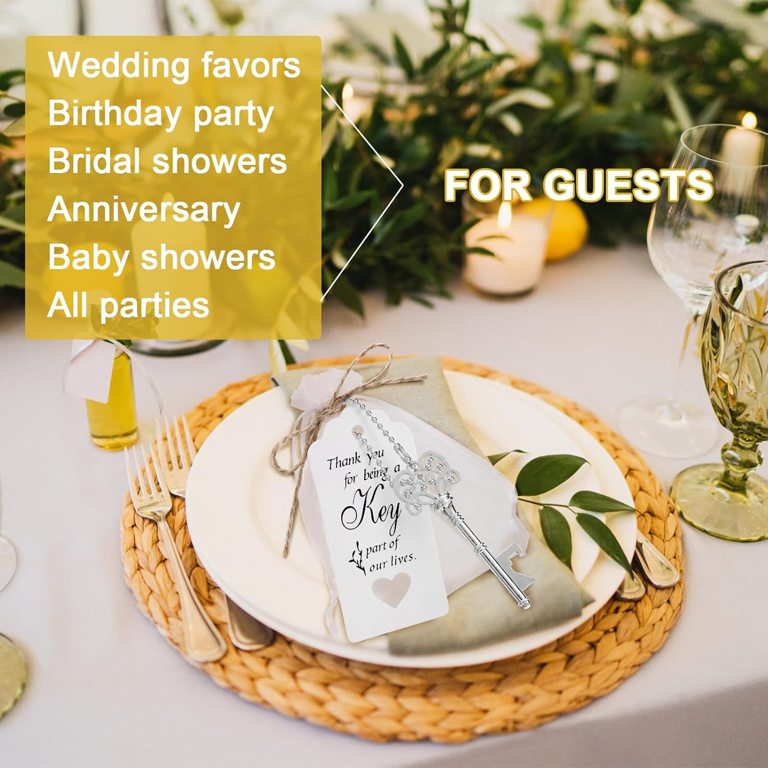 ビンテージ スケルトン キー 栓抜き オーガンザバッグ サンキュータグ ジュートロープ チェーン付き ウェディングギフト ベビーシャ