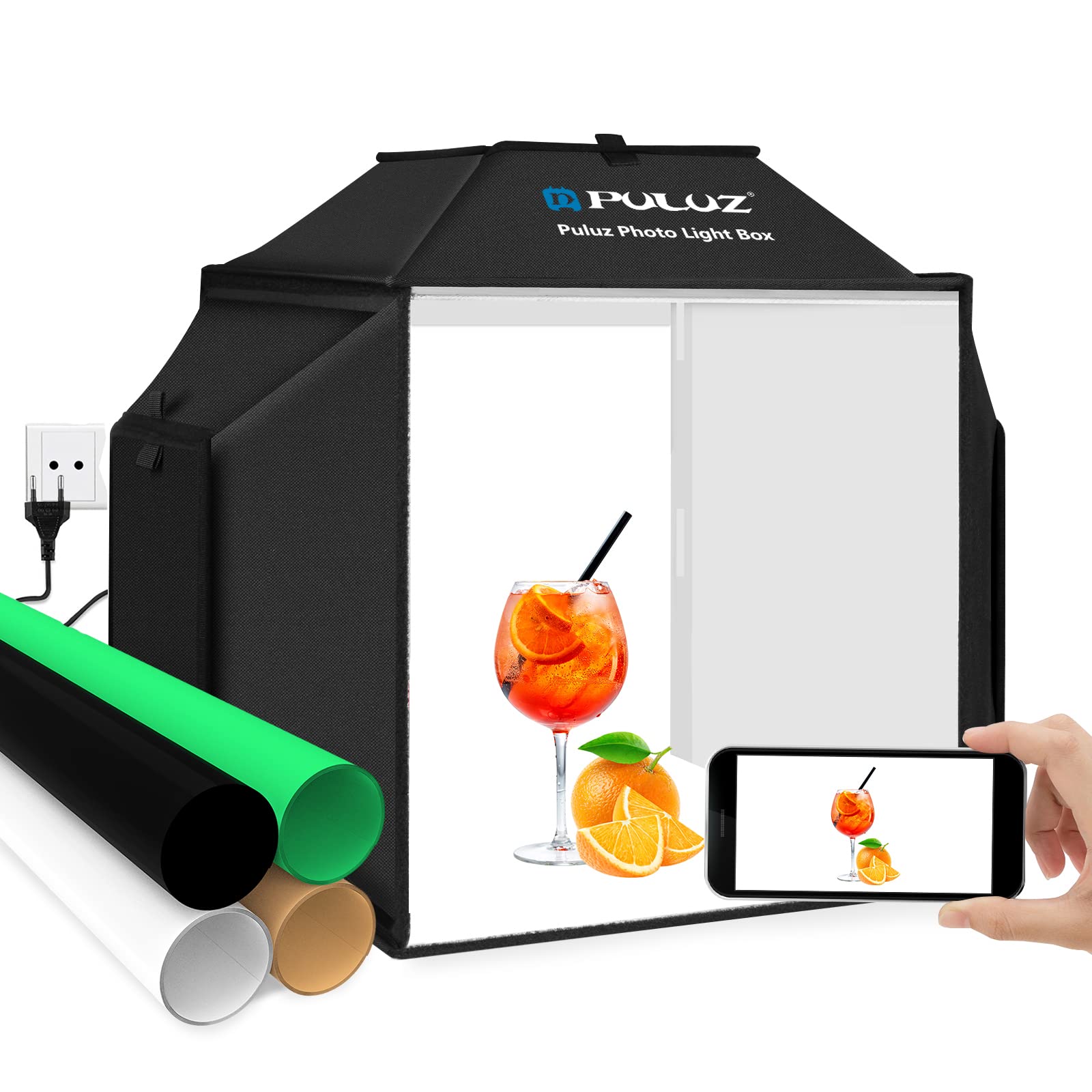 PULUZ40 cm / 16 Portable Photo Studio Shooting Tent Foldable Softbox Lighting Kit, Adjustable 24 W 5500 K 480 LED Bulbs Softbox for Product Photography with 4 Colours PVC Background