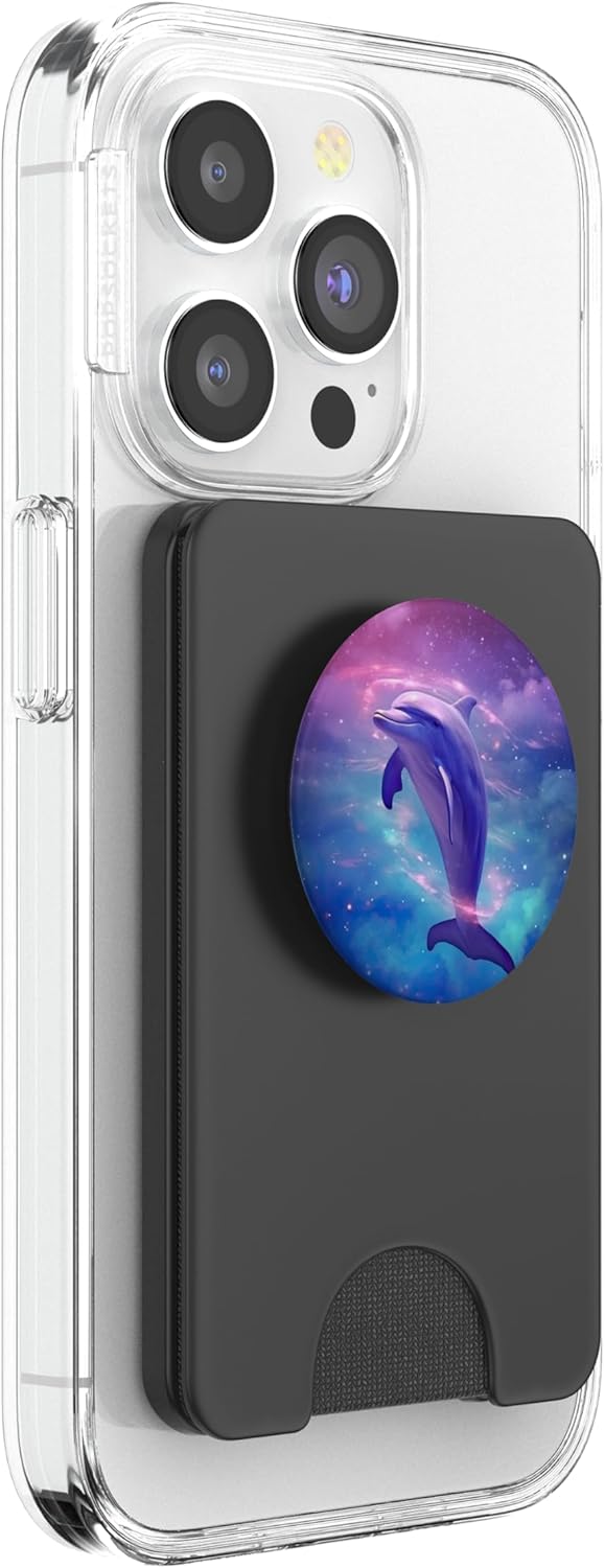 Cute Fantasy Dolphin Blue Galaxy Universe Stars PopSockets PopWallet for MagSafe