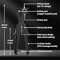 Vista 5 de Diyife® Perforadora de cuero, perforadora para cinturón resistente, kit de alicates giratorios con aguja de molienda extra, placas de perforación