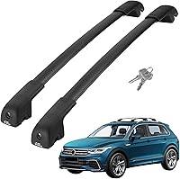 JoyTutus Lockable Roof Rack Cross Bars for VW Tiguan 2018-2024 - Anti-Theft Aluminum, 220lbs Capacity, Easy Install for Kayak Bike Cargo